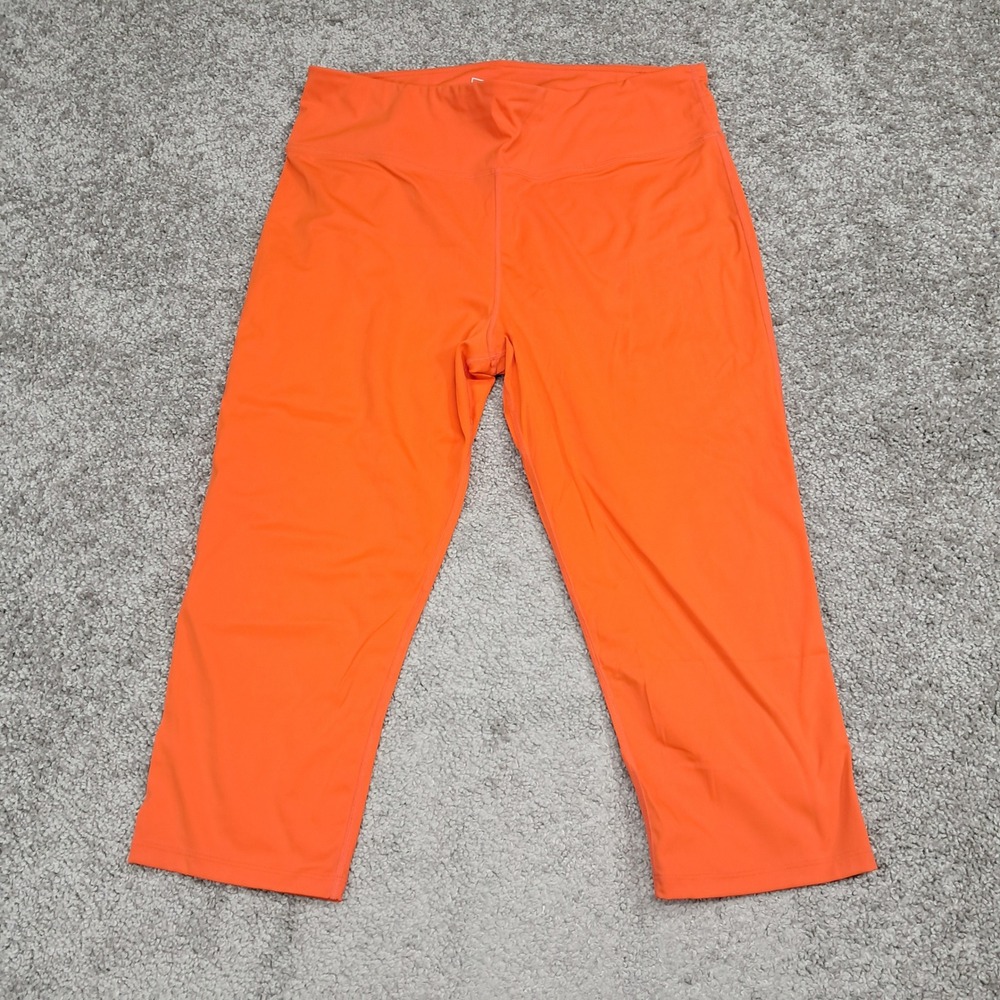 Walkpop Womens XL Neon Orange Capri Athletic Leggings High Rise Yoga Gym Pants